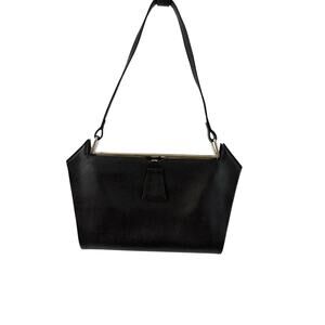 Vintage Lodis Black Shoulder Purse Bag Clip Closure Coin Mod Elegance Chic Retro